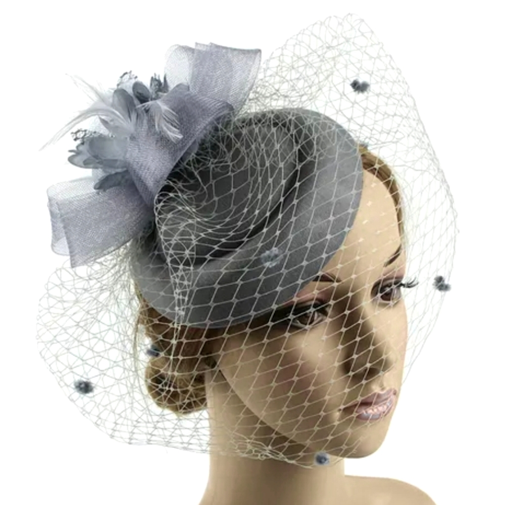 Elegant Royal Pillbox Lace Dotted Veil Hat Fascinator by Beloved Milline…